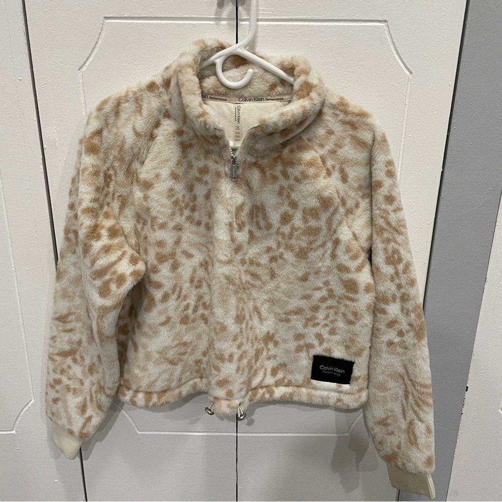 Calvin Klein Performance Faux Fur 1/4 Zip Jacket